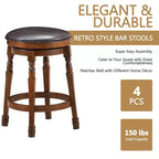 Costway Set di 4 Sgabelli Girevoli da Bar 24'' con Sedile Imbottito in Pelle per Cucina Sala da Pranzo Pub Senza Schienale