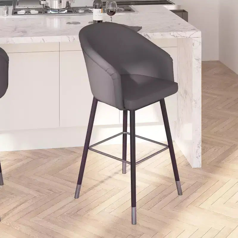Merrick Lane Temperance Sgabello Moderno con Struttura in Legno e Accenti Metallici