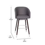 Merrick Lane Temperance Sgabello Moderno con Struttura in Legno e Accenti Metallici