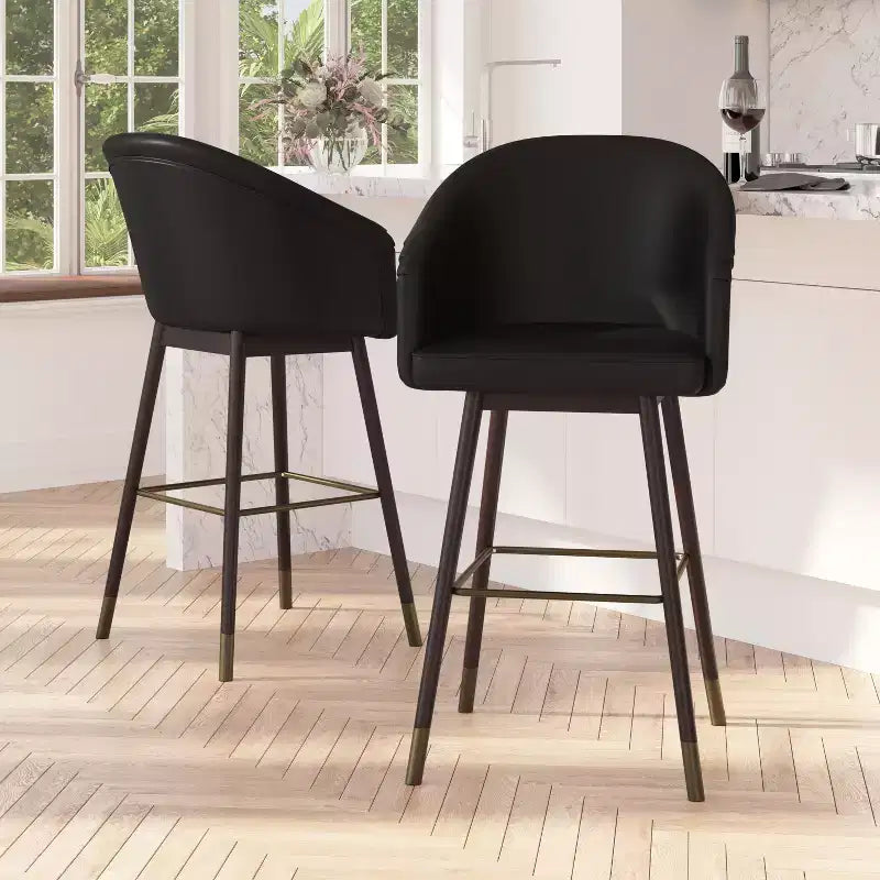 Merrick Lane Temperance Sgabello Moderno con Struttura in Legno e Accenti Metallici