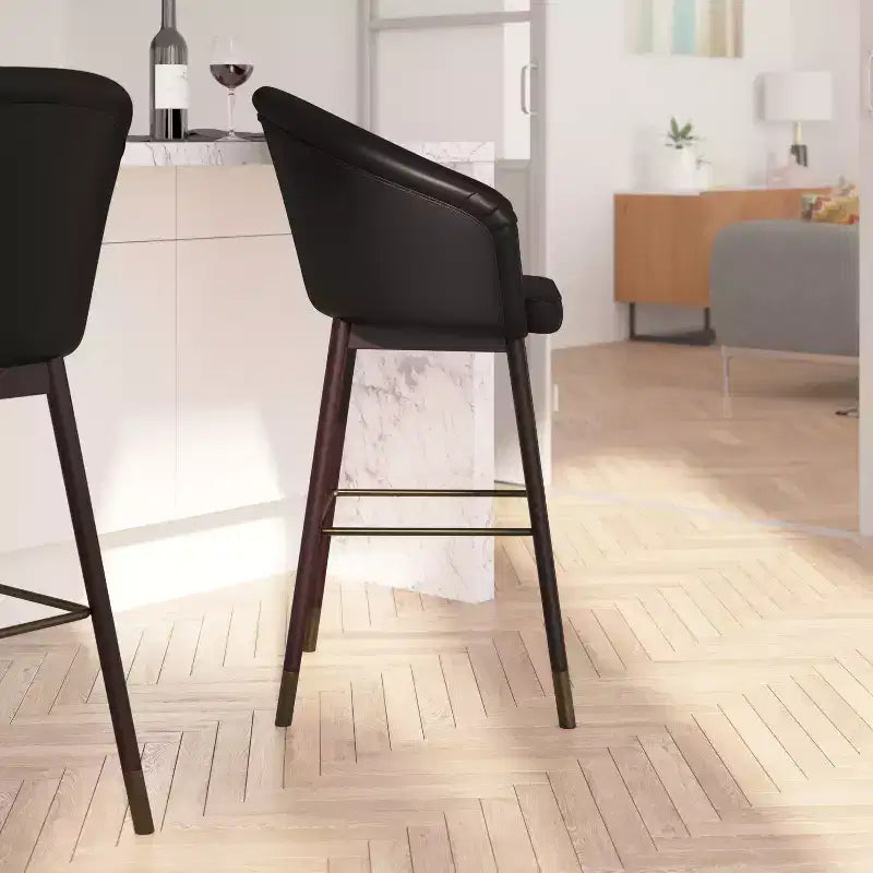 Merrick Lane Temperance Sgabello Moderno con Struttura in Legno e Accenti Metallici