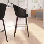 Merrick Lane Temperance Sgabello Moderno con Struttura in Legno e Accenti Metallici