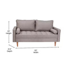 Divanetto Flash Furniture Hudson in Stile Moderno Mid-Century con Rivestimento Trapuntato e Gambe in Legno Massello
