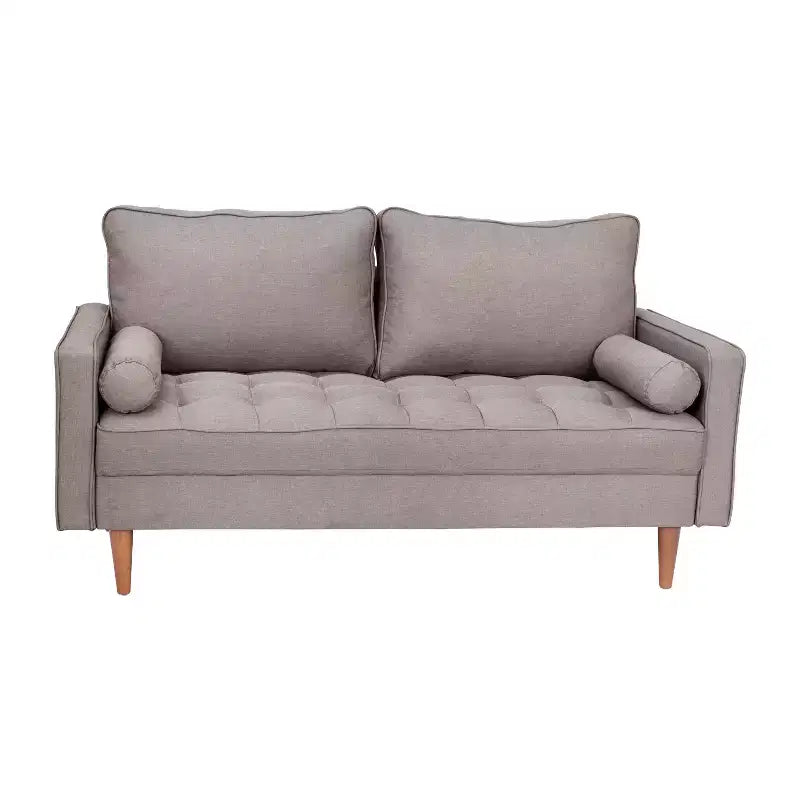 Divanetto Flash Furniture Hudson in Stile Moderno Mid-Century con Rivestimento Trapuntato e Gambe in Legno Massello