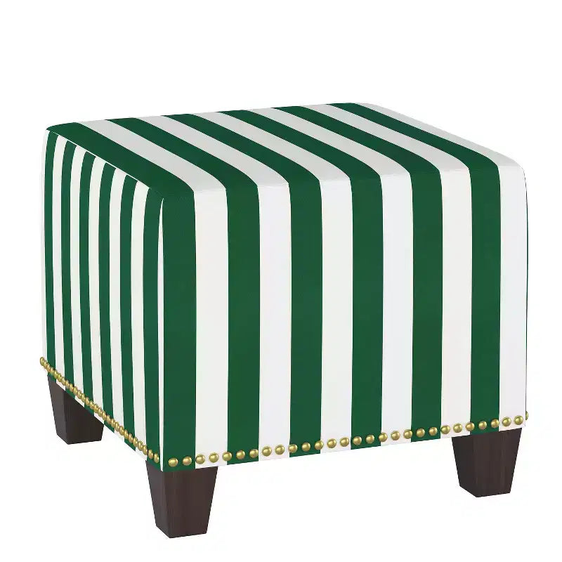 Skyline Furniture Yosemy Nail Button Square Ottoman in Patterns