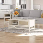 Tavolino da caffè Ameriwood Home Lennon, Quercia Avorio e Finto Rattan