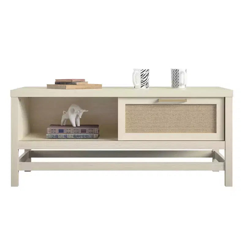 Tavolino da caffè Ameriwood Home Lennon, Quercia Avorio e Finto Rattan