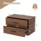 Costway Comodino a 2 Cassetti Contenitore Orizzontale Impilabile con Maniglie Bianco/Noce/Nero