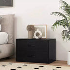 Costway Comodino a 2 Cassetti Contenitore Orizzontale Impilabile con Maniglie Bianco/Noce/Nero