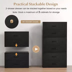 Costway Comodino a 2 Cassetti Contenitore Orizzontale Impilabile con Maniglie Bianco/Noce/Nero