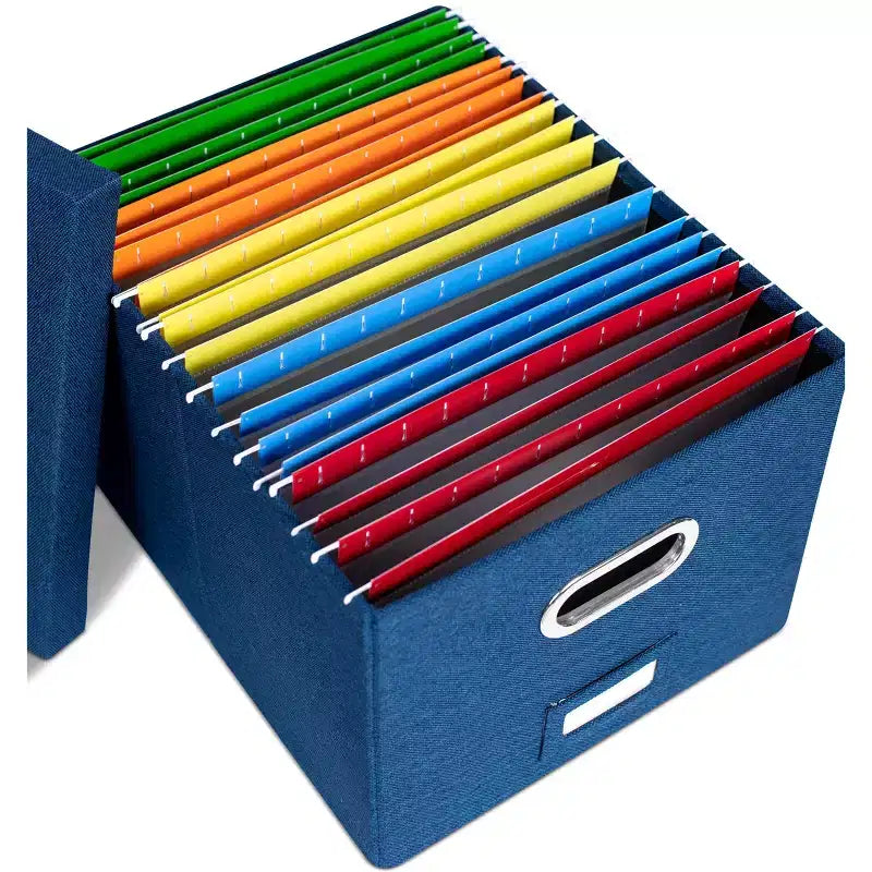 BirdRock Home Organizer Pieghevole per Documenti con Coperchio - Blu Navy - Confezione da 1