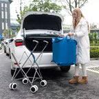 Carrello della spesa pieghevole Costway con borsa in tela impermeabile rimovibile, nero/blu