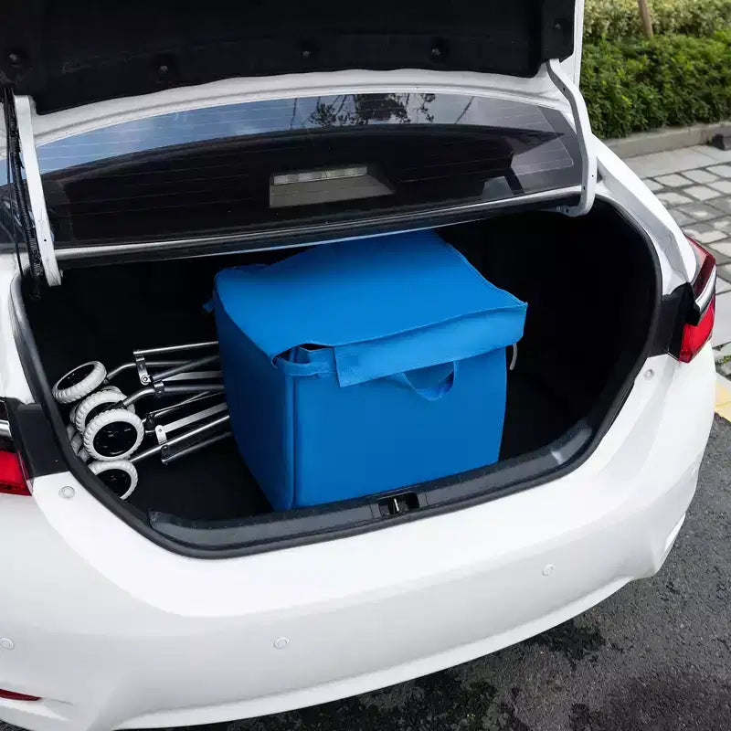 Carrello della spesa pieghevole Costway con borsa in tela impermeabile rimovibile, nero/blu