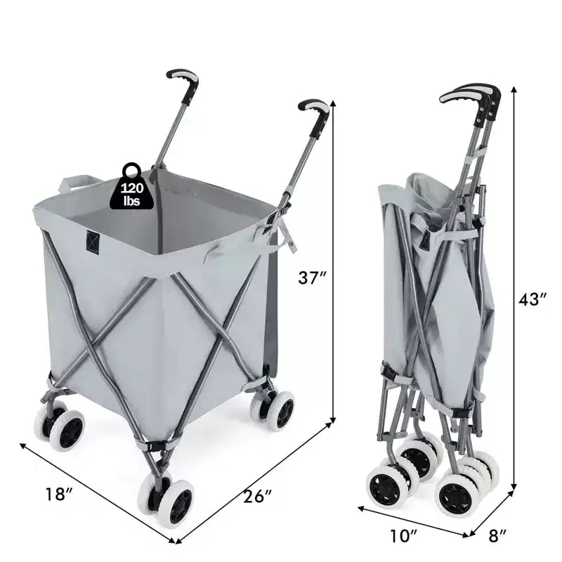 Carrello della spesa pieghevole Costway con borsa in tela impermeabile rimovibile, nero/blu