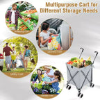 Carrello della spesa pieghevole Costway con borsa in tela impermeabile rimovibile, nero/blu