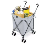 Carrello della spesa pieghevole Costway con borsa in tela impermeabile rimovibile, nero/blu