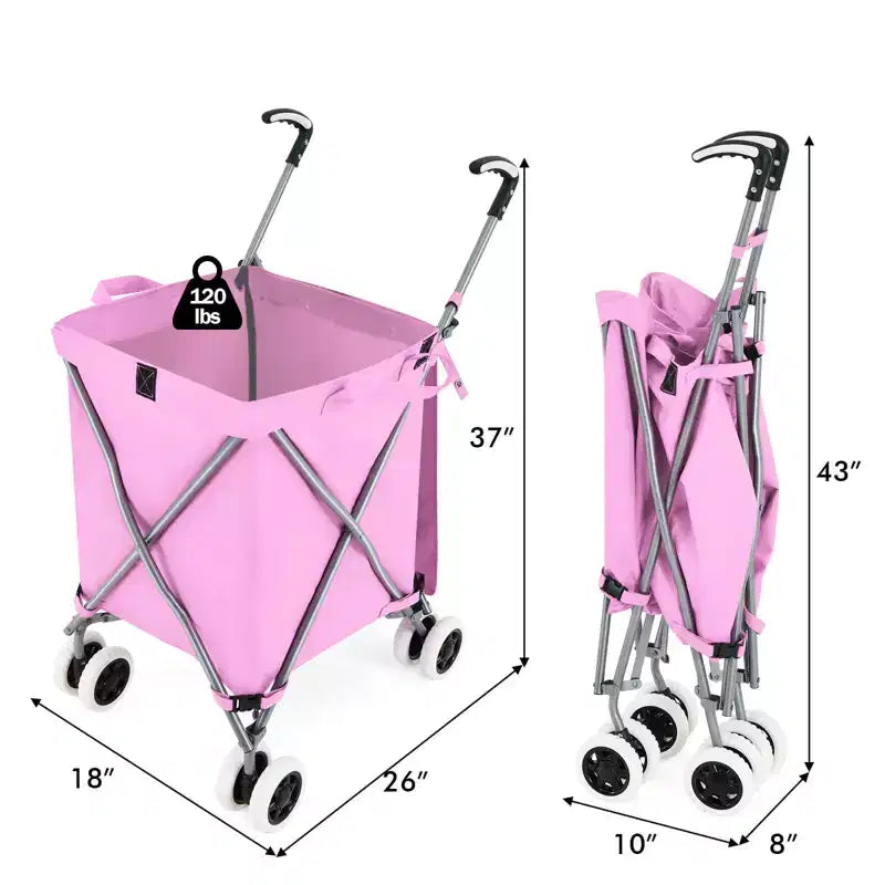 Carrello della spesa pieghevole Costway con borsa in tela impermeabile rimovibile, nero/blu