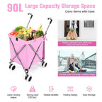 Carrello della spesa pieghevole Costway con borsa in tela impermeabile rimovibile, nero/blu