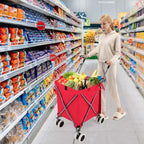 Carrello della spesa pieghevole Costway con borsa in tela impermeabile rimovibile, nero/blu