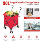 Carrello della spesa pieghevole Costway con borsa in tela impermeabile rimovibile, nero/blu