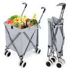 Carrello della spesa pieghevole Costway con borsa in tela impermeabile rimovibile, nero/blu