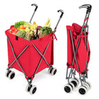 Carrello della spesa pieghevole Costway con borsa in tela impermeabile rimovibile, nero/blu