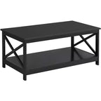 Yaheetech Wood 2-Tier Coffee Table with Storage Shelf for Living Room
