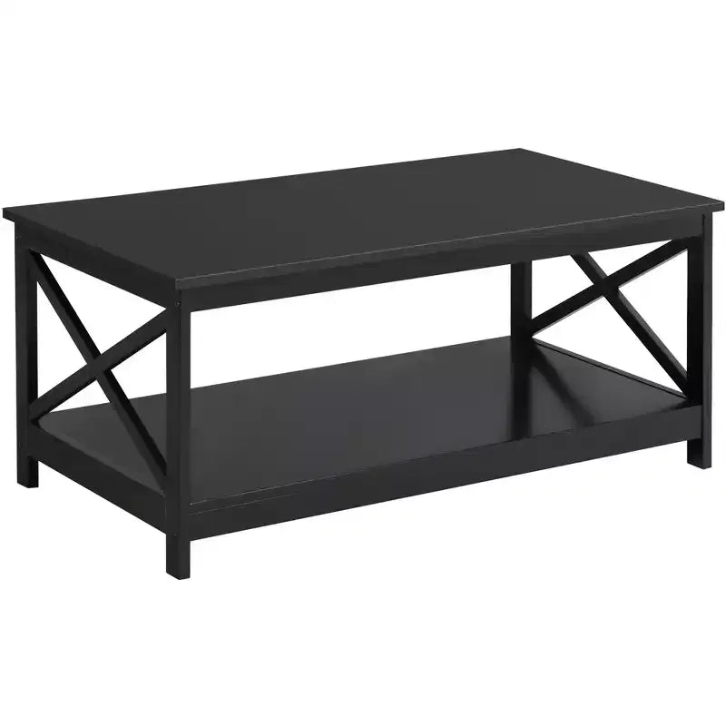 Yaheetech Wood 2-Tier Coffee Table with Storage Shelf for Living Room