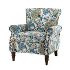 Poltrona Araceli Tradizionale in Legno Imbottita Floreale con Schienale Alto e Borchie | ART OF LIVING DESIGNS