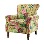 Poltrona Araceli Tradizionale in Legno Imbottita Floreale con Schienale Alto e Borchie | ART OF LIVING DESIGNS