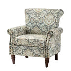 Poltrona Araceli Tradizionale in Legno Imbottita Floreale con Schienale Alto e Borchie | ART OF LIVING DESIGNS