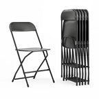 Emma and Oliver Set of 6 Stackable Folding Plastic Chairs - 650 LB Weight Capacity