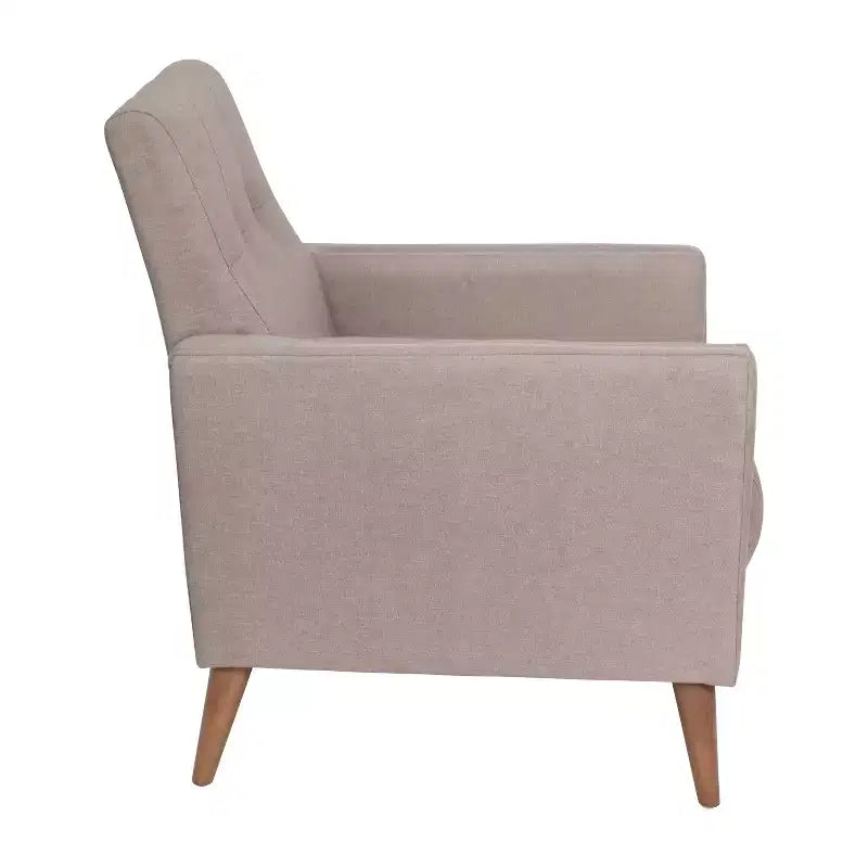 Flash Furniture Conrad poltrona moderna commerciale di metà secolo con rivestimento in finta biancheria trapuntata e gambe in legno massello