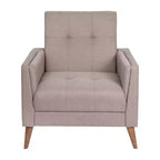 Flash Furniture Conrad poltrona moderna commerciale di metà secolo con rivestimento in finta biancheria trapuntata e gambe in legno massello