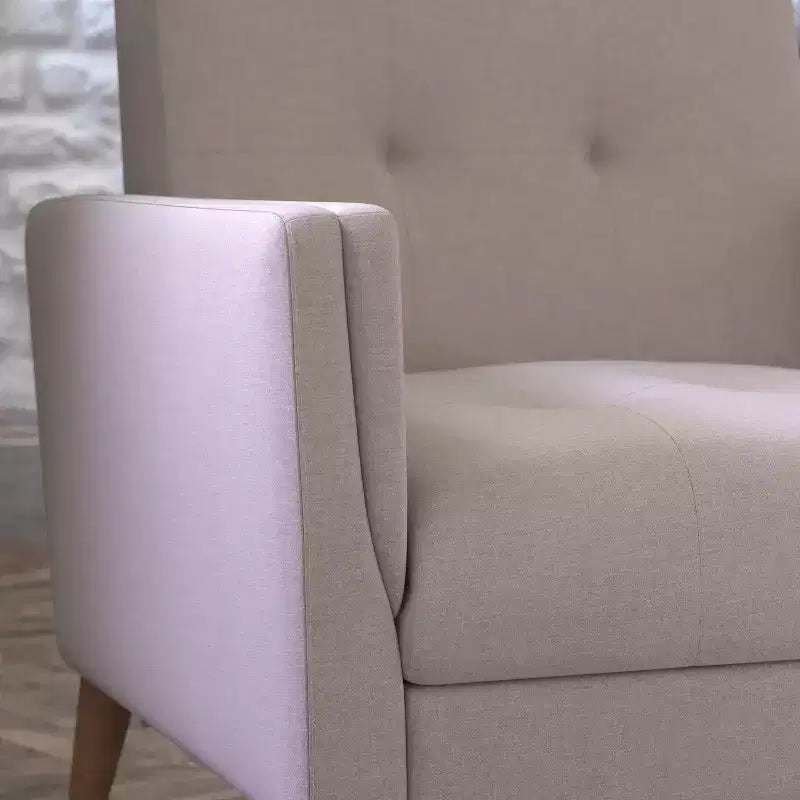 Flash Furniture Conrad poltrona moderna commerciale di metà secolo con rivestimento in finta biancheria trapuntata e gambe in legno massello