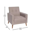 Flash Furniture Conrad poltrona moderna commerciale di metà secolo con rivestimento in finta biancheria trapuntata e gambe in legno massello
