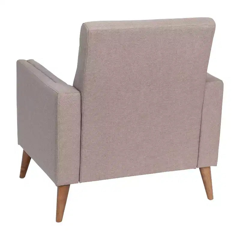 Flash Furniture Conrad poltrona moderna commerciale di metà secolo con rivestimento in finta biancheria trapuntata e gambe in legno massello