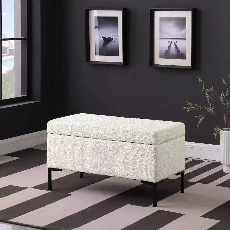Panca contenitore media con gambe in metallo - HomePop