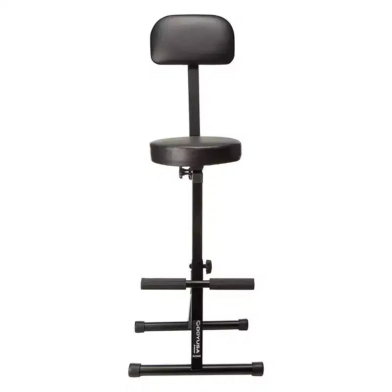 Sgabello Odyssey per DJ, Musicisti e Artisti, Imbottito e Portatile, con Limite di Peso di 136 kg, Altezza Regolabile e Schienale, Nero