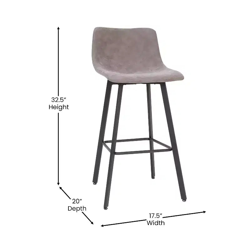 Emma e Oliver Set di Due Sgabelli da Bar Imbottiti Moderni da 76 cm, Struttura in Metallo Opaco e Piedini in Plastica