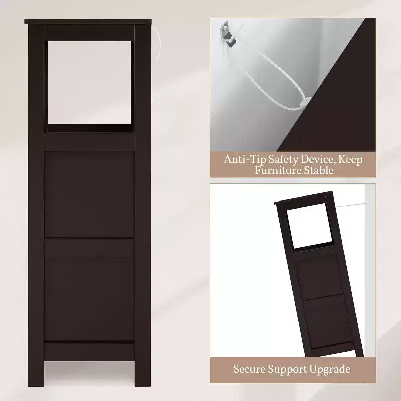 Mobiletto a terra da bagno in legno Yaheetech, organizer da terra indipendente con 2 cassetti