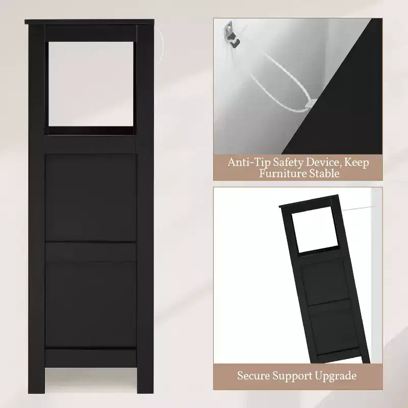 Mobiletto a terra da bagno in legno Yaheetech, organizer da terra indipendente con 2 cassetti