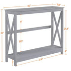Yaheetech Tavolino Console da Divano a 2 Livelli con Design a X Tavolo Laterale per Soggiorno