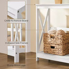 Yaheetech Tavolino Console da Divano a 2 Livelli con Design a X Tavolo Laterale per Soggiorno