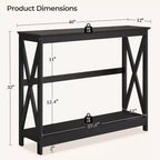 Yaheetech Tavolino Console da Divano a 2 Livelli con Design a X Tavolo Laterale per Soggiorno