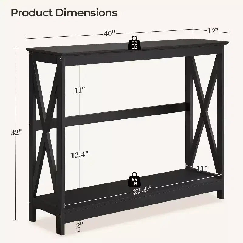 Yaheetech Tavolino Console da Divano a 2 Livelli con Design a X Tavolo Laterale per Soggiorno