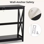 Yaheetech Tavolino Console da Divano a 2 Livelli con Design a X Tavolo Laterale per Soggiorno