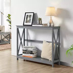 Yaheetech Tavolino Console da Divano a 2 Livelli con Design a X Tavolo Laterale per Soggiorno