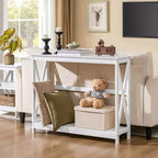 Yaheetech Tavolino Console da Divano a 2 Livelli con Design a X Tavolo Laterale per Soggiorno