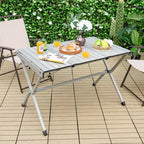 Tavolo da campeggio portatile in alluminio Costway per 4-6 persone, leggero, pieghevole, grigio/marrone